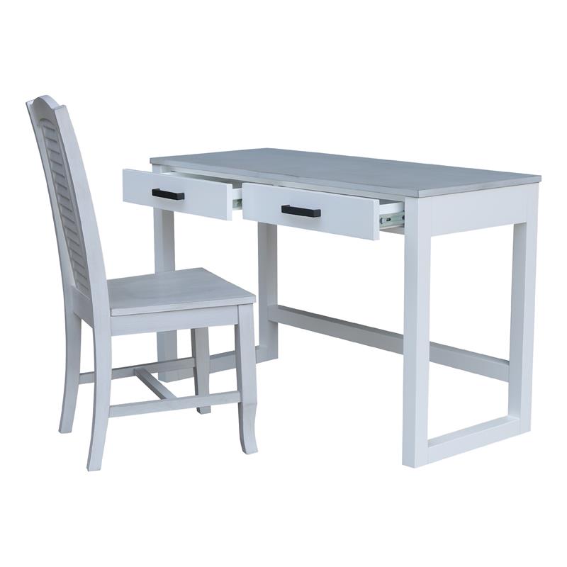 International Concepts Carson Wood Desk with Two Drawers and Chair