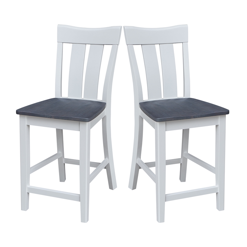 Ava Solid Wood Counterheight Stool - in White/Heather Gray