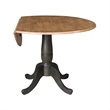 Solid Wood 42 in. Round Dual Drop Leaf Dining Table in Hickory/Washed Coal