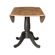 Solid Wood 42 in. Round Dual Drop Leaf Dining Table in Hickory/Washed Coal