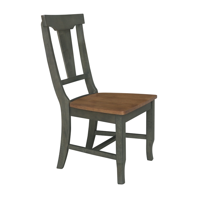 Soild Wood Panel Back Chair in Hickory/Washed Coal - Set of 2