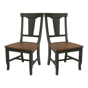Soild Wood Panel Back Chair in Hickory/Washed Coal - Set of 2