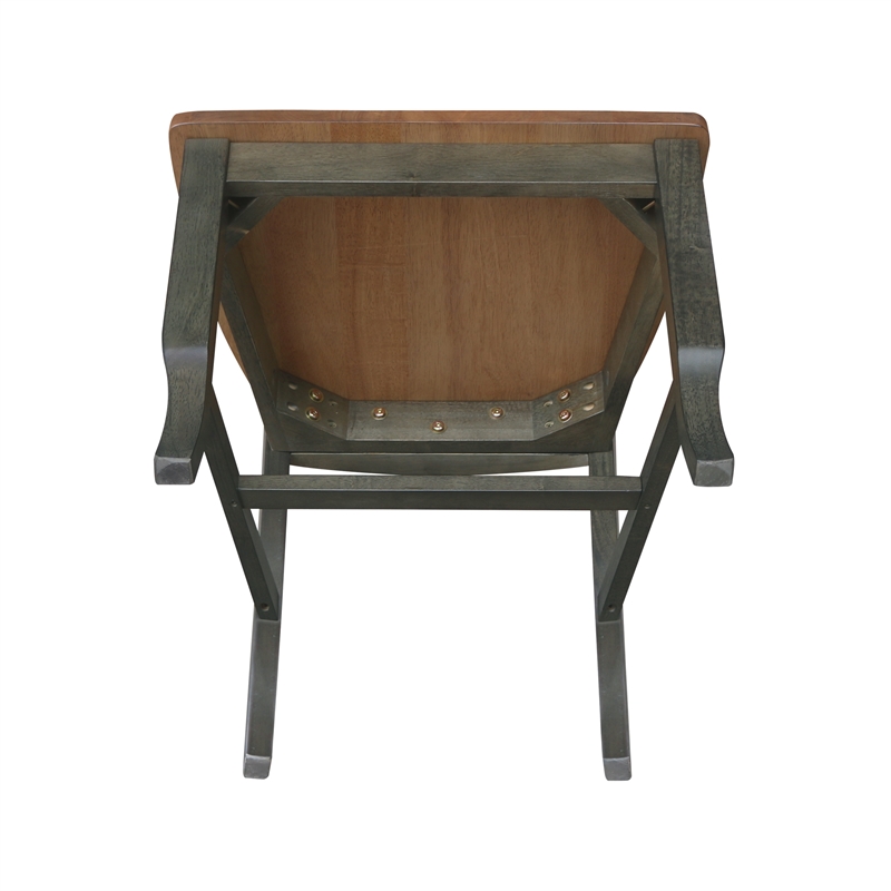 Soild Wood Panel Back Chair in Hickory/Washed Coal - Set of 2