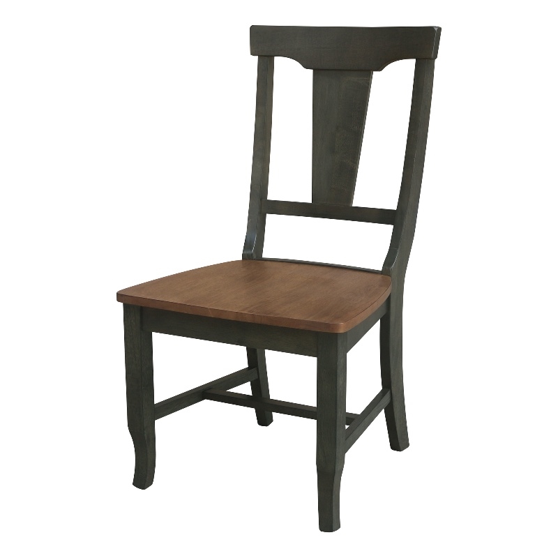 Soild Wood Panel Back Chair in Hickory/Washed Coal - Set of 2