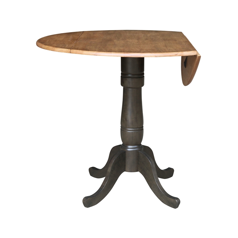 Wood 42 in. Round Drop Leaf Counter Height Dining Table - Hickory/Washed Coal