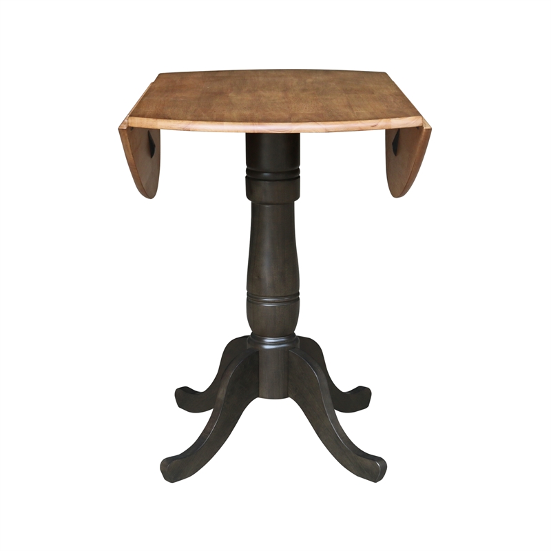 Wood 42 in. Round Drop Leaf Counter Height Dining Table - Hickory/Washed Coal