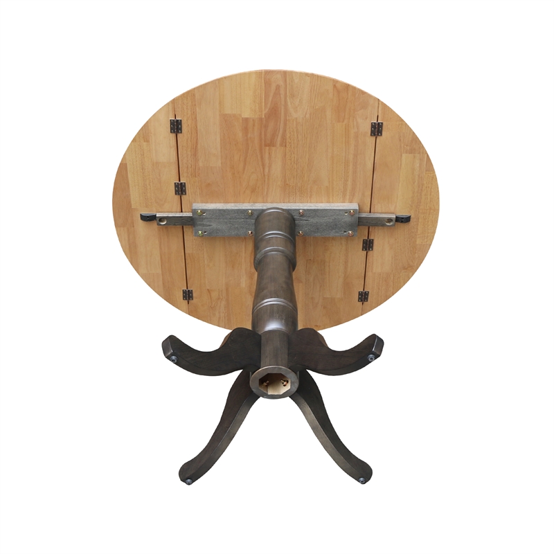 Wood 42 in. Round Drop Leaf Counter Height Dining Table - Hickory/Washed Coal