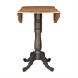 Wood 42 in. Round Drop Leaf Bar Height Dining Table - Hickory/Washed Coal