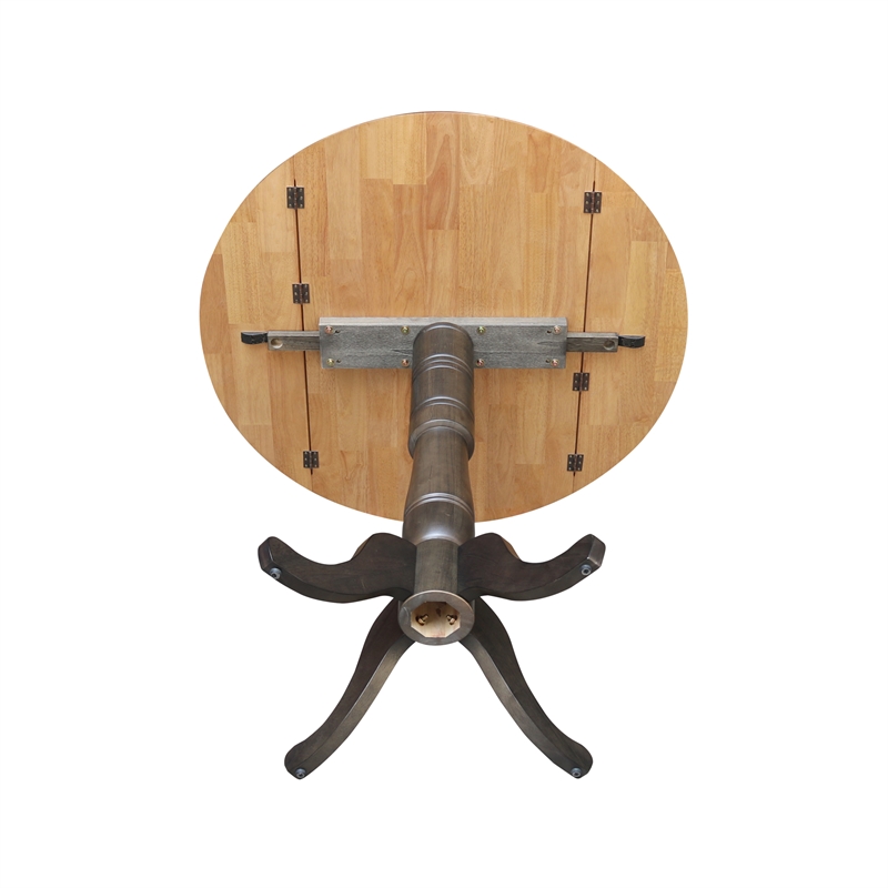 Wood 42 in. Round Drop Leaf Bar Height Dining Table - Hickory/Washed Coal