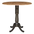 Wood 42 in. Round Drop Leaf Bar Height Dining Table - Hickory/Washed Coal