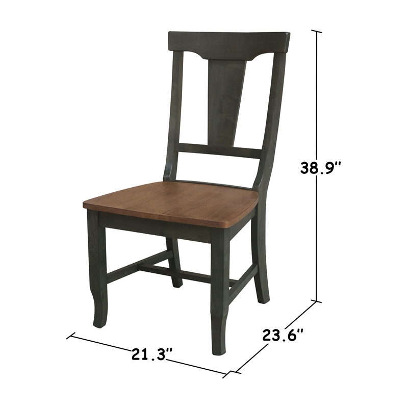 Wood 42 in. Round Drop Leaf Dining Table with 4 Chairs in Hickory/Washed Coal