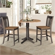 42 in Round Drop Leaf Counter Height Table with 2 Stools in Hickory/Washed Coal