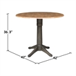 42 in Round Drop Leaf Counter Height Table with 2 Stools in Hickory/Washed Coal