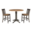 42 in Round Drop Leaf Counter Height Table with 2 Stools in Hickory/Washed Coal