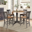 42 in Round Drop Leaf Counter Height Table with 4 Stools in Hickory/Washed Coal
