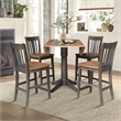 42 in Round Drop Leaf Counter Height Table with 4 Stools in Hickory/Washed Coal