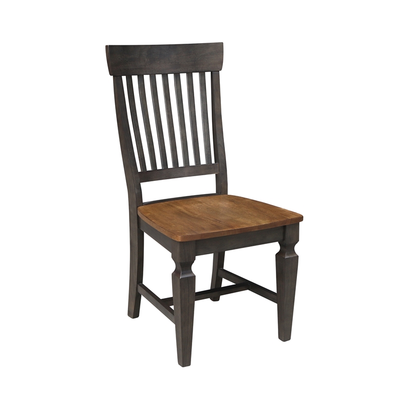 Wood 42 in. Round Drop Leaf Dining Table with 4 Chairs in Hickory/Washed Coal