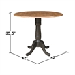 42 in Round Drop Leaf Counter Height Table with 2 Stools in Hickory/Washed Coal