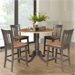 42 in Round Drop Leaf Counter Height Table with 4 Stools in Hickory/Washed Coal
