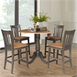42 in Round Drop Leaf Counter Height Table with 4 Stools in Hickory/Washed Coal