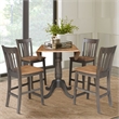42 in Round Drop Leaf Counter Height Table with 4 Stools in Hickory/Washed Coal