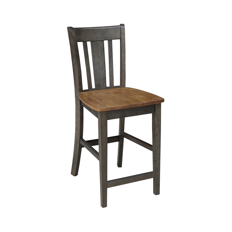 42 in Round Drop Leaf Counter Height Table with 4 Stools in Hickory/Washed Coal
