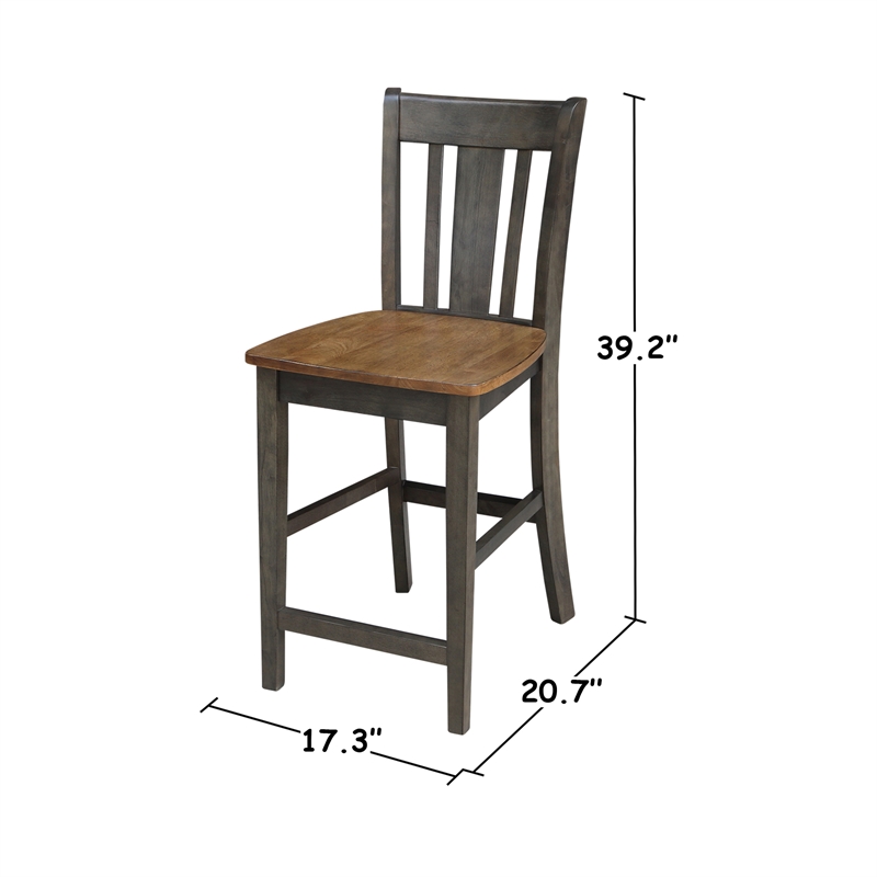 42 in Round Drop Leaf Counter Height Table with 4 Stools in Hickory/Washed Coal
