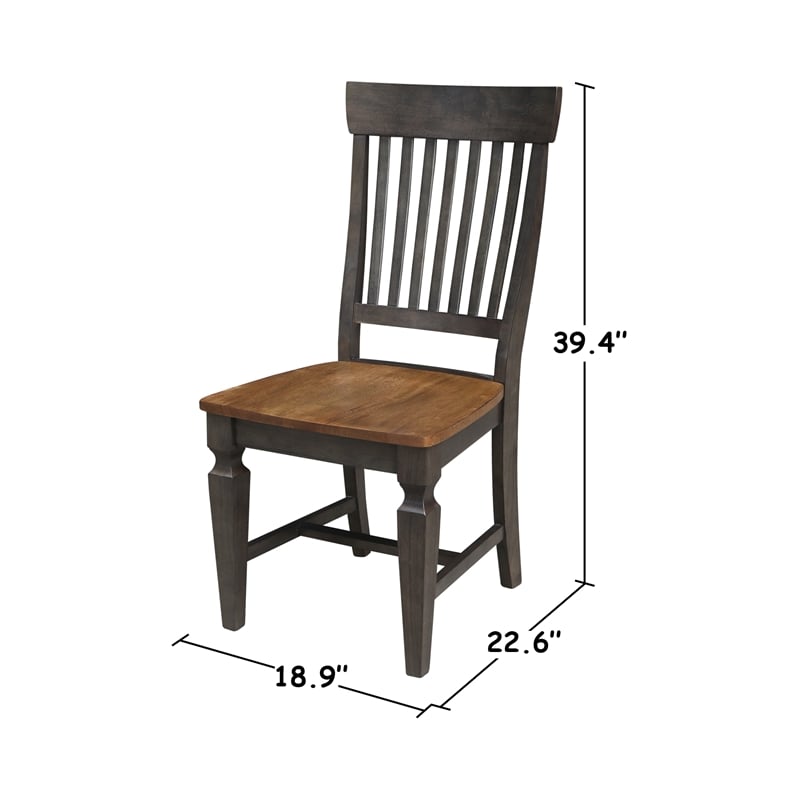 Wood 42 in. Round Drop Leaf Dining Table with 4 Chairs in Hickory/Washed Coal