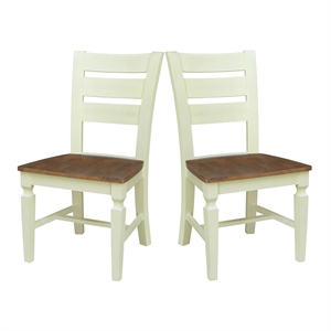 Vista Solid Wood Ladderback Chairs in Hickory/Shell - Set of 2