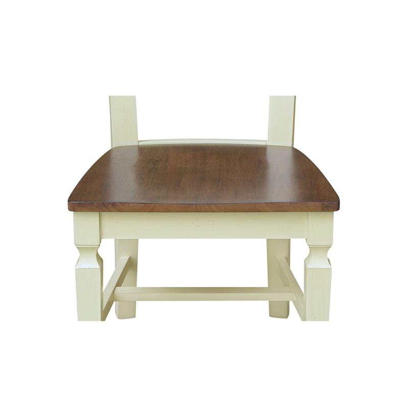 Vista Solid Wood Ladderback Chairs in Hickory/Shell - Set of 2
