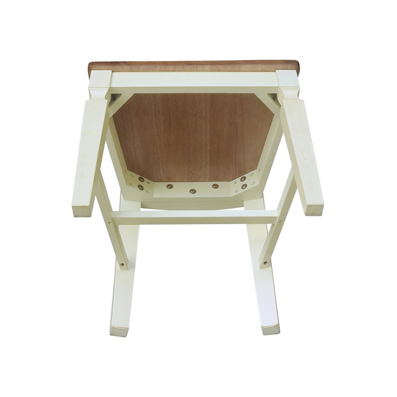 Vista Solid Wood Ladderback Chairs in Hickory/Shell - Set of 2