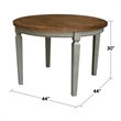 44 x 44 in Round Top Solid Wood Dining Table in Hickory/Stone