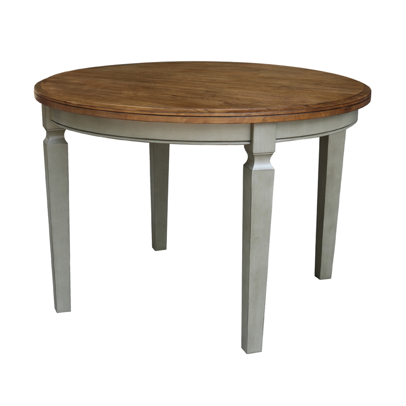 44 in Round Wood Dining Table with 4 Ladderback Chairs in Hickory/Stone