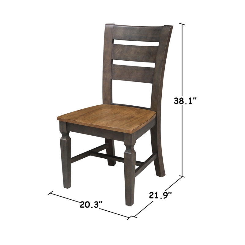 44 in Round Wood Dining Table with 4 Ladderback Chairs in Hickory/Washed Coal