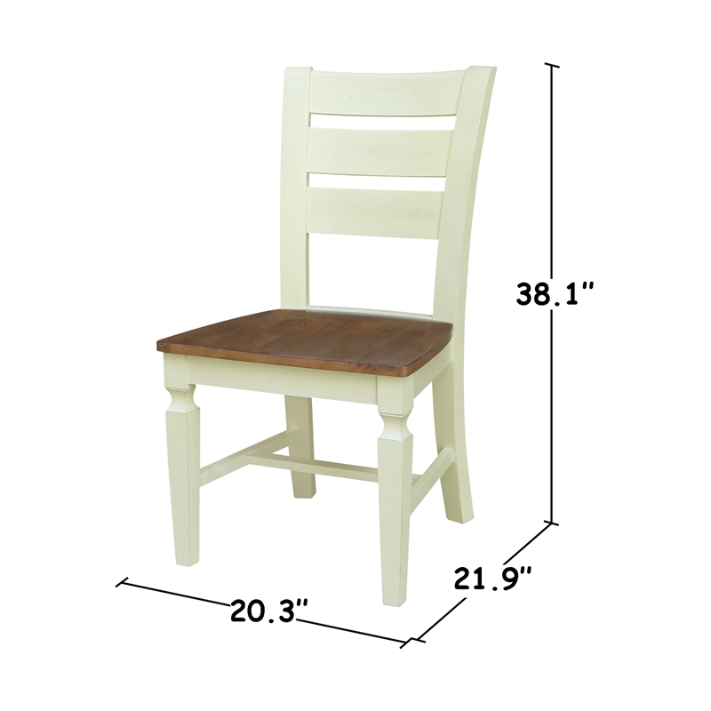 44 in Round Wood Dining Table with 4 Ladderback Chairs in Hickory/Shell