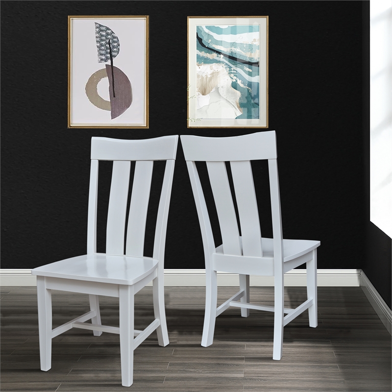 International Concepts Ava Solid Wood Dining Chairs - Set of 2 in White