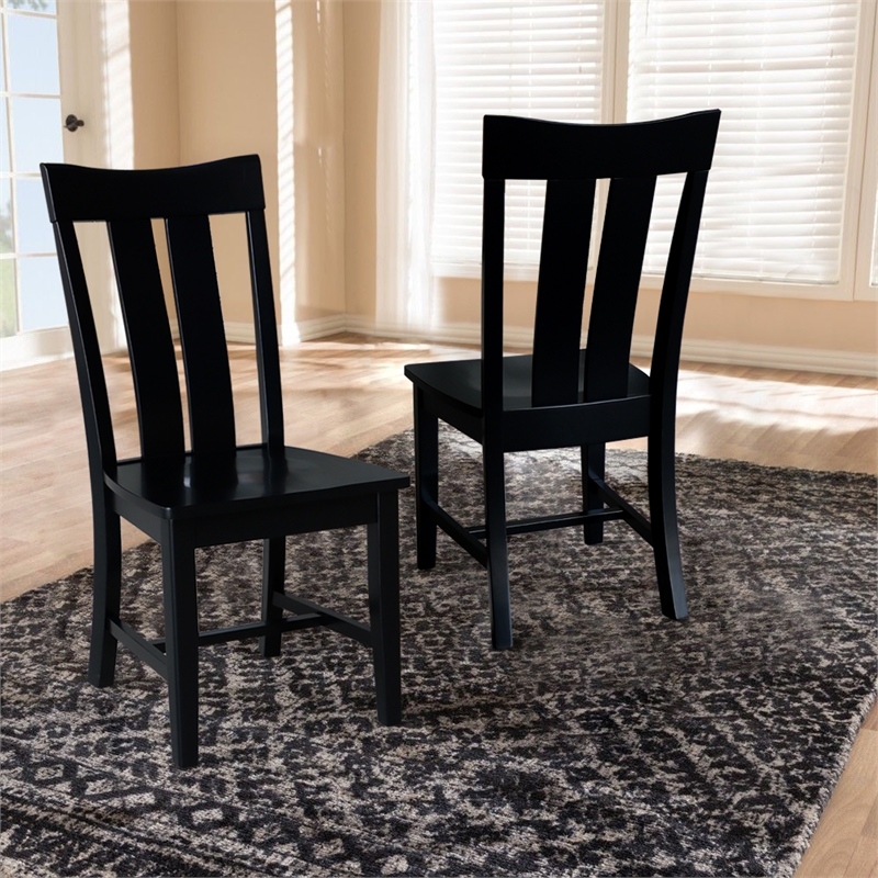International Concepts Ava Solid Wood Dining Chairs - Set of 2 in Black