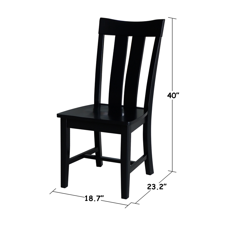 International Concepts Ava Solid Wood Dining Chairs - Set of 2 in Black
