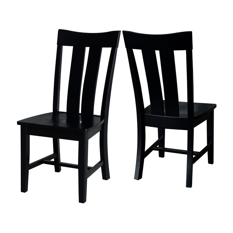 International Concepts Ava Solid Wood Dining Chairs - Set of 2 in Black