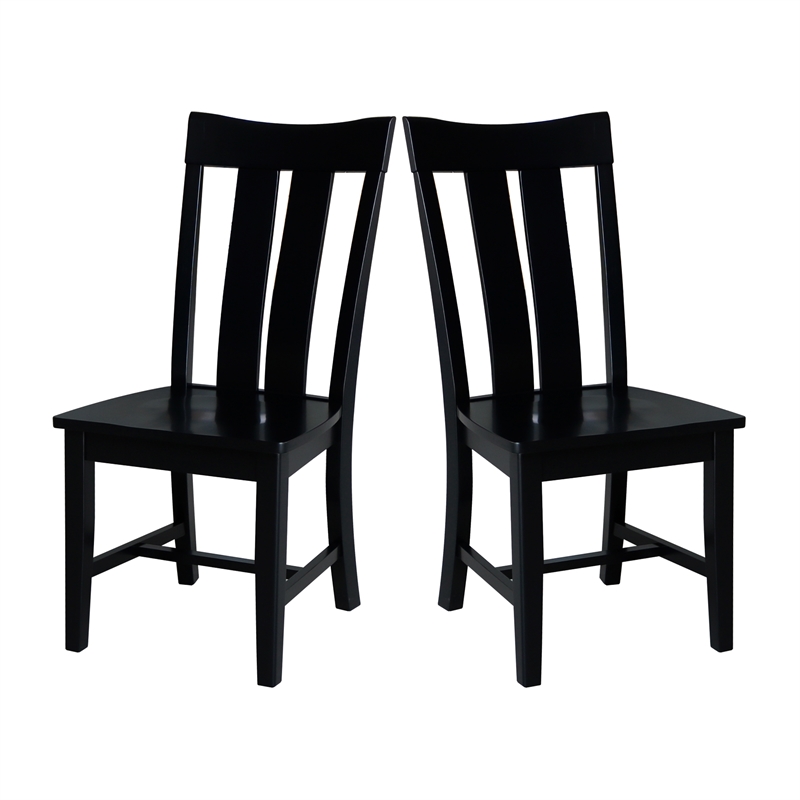 International Concepts Ava Solid Wood Dining Chairs - Set of 2 in Black