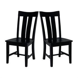 International Concepts Ava Solid Wood Dining Chairs - Set of 2 in Black