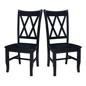 International Concepts Double XX Solid Wood  Dining Chairs - Set of 2 in Black