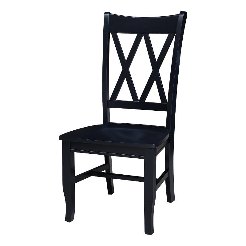 International Concepts Double XX Solid Wood  Dining Chairs - Set of 2 in Black