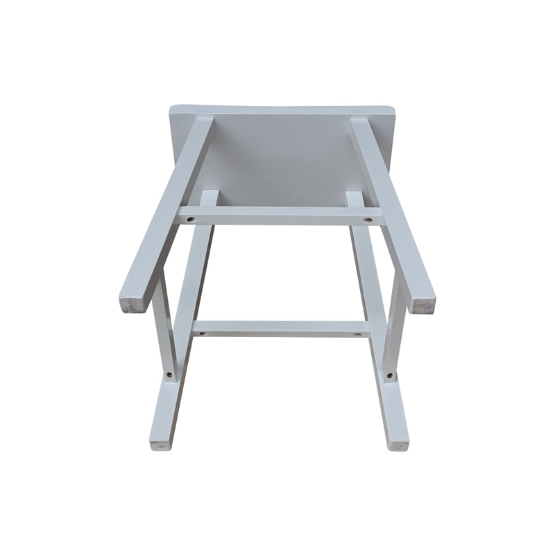 Saddle Seat Counter Height Wood Stool in White with 24 in Seat