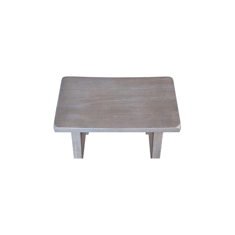 Saddle Seat Counter Height Wood Stool in Washed Gray Taupe with 24 in Seat