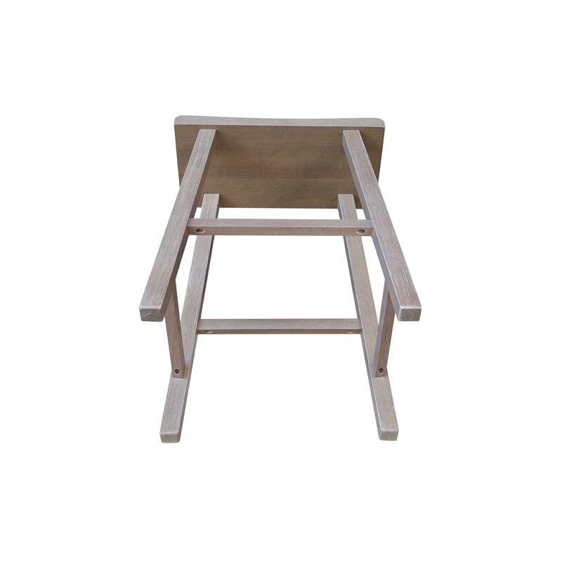 Saddle Seat Counter Height Wood Stool in Washed Gray Taupe with 24 in Seat