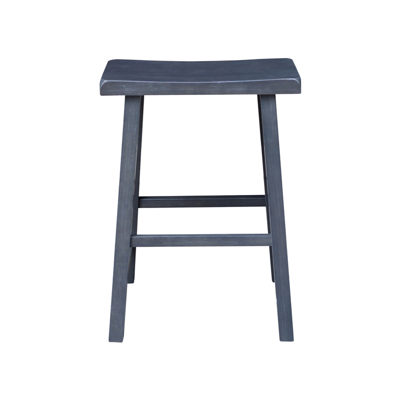 Saddle Seat Counter Height Wood Stool in Heather Gray with 24 in Seat