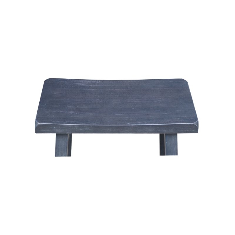 Saddle Seat Counter Height Wood Stool in Heather Gray with 24 in Seat