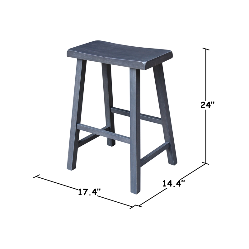 Saddle Seat Counter Height Wood Stool in Heather Gray with 24 in Seat