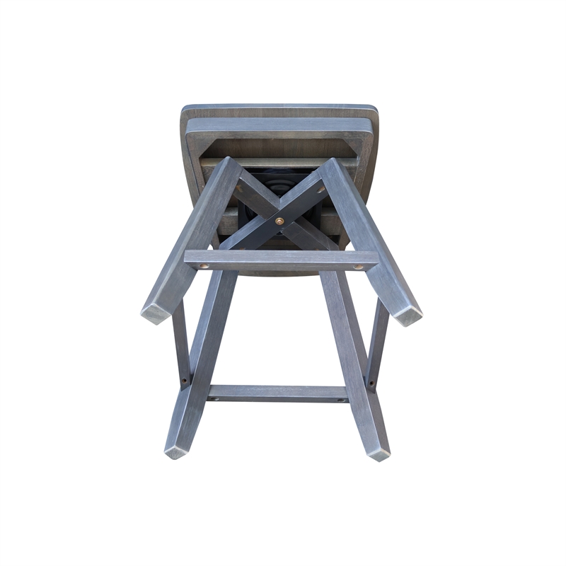 San Remo Counter Height Wood Stool with 24 in H Swivel Seat in Heather Gray